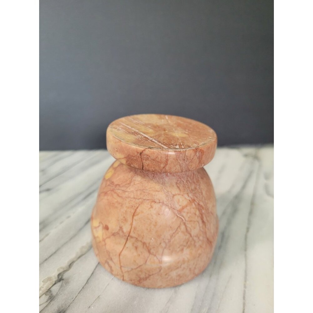 Vintage Brown Swirl Marble Morta 3” Grind Mix Herb Kitchen Tool Pot Planter - Picture 6 of 7